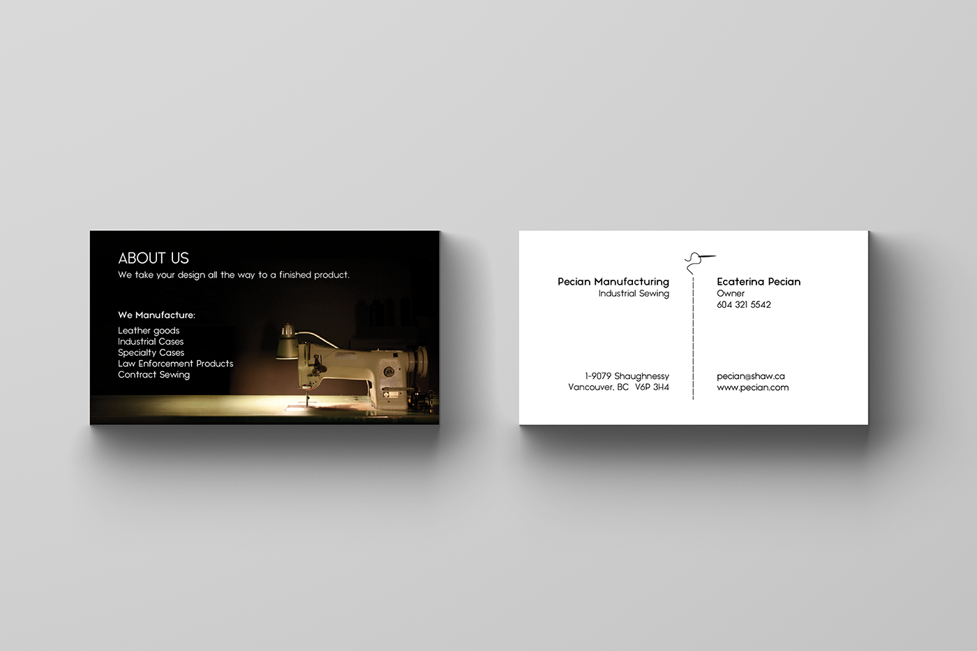 Business Cards Pecian Manufacturing Monika Szucs Portfolio