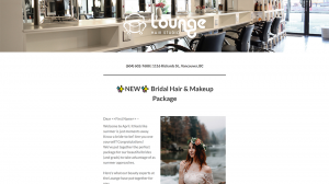 Bridal Hair Lounage Hair Studio Newsletter Mailchimps Vancouver created with Legendary Social Media | Monika Szucs