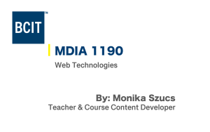 Web Technologies MDIA 1190 | New Media and Website Development Diploma | BCIT | Monika Szucs