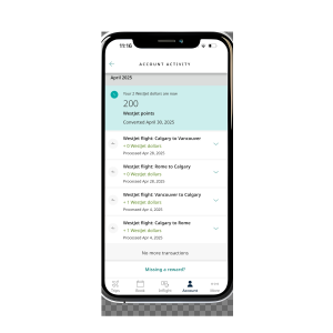 Transaction History | Monika Szucs WestJet
